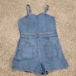 Girl's Jean Overall Romper